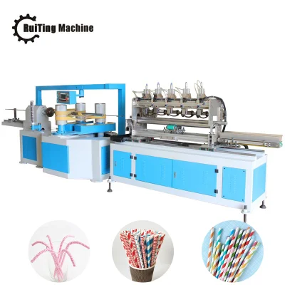 Máquina para beber canudo de papel que se forma após o corte